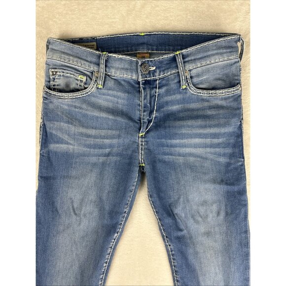 True Religion Jeans Womens 28 Blue Cora Mid Rise Straight Faded Whiskered USA - Picture 2 of 14